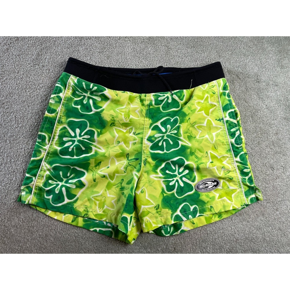 Mormaii  Board Shorts Men's Size L? Green Floral Lined Swim Trunks Drawstring